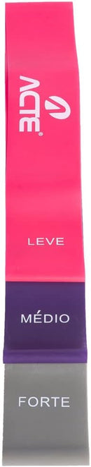 Acte, Kit com 3 Faixas Elásticas Mini Band T71 Com Intensidades Leve Médio e Forte, Diversas Cores