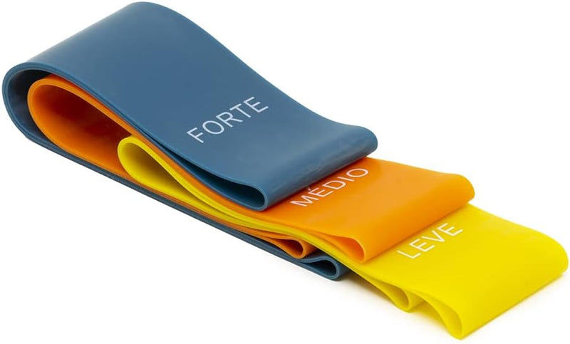 Acte, Kit com 3 Faixas Elásticas Mini Band T71 Com Intensidades Leve Médio e Forte, Diversas Cores