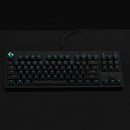 Teclado Mecânico Gamer Logitech G PRO com Layout US, RGB LIGHTSYNC, Design TKL, Cabo Destacável e Switch Exclusivo GX Blue Clicky