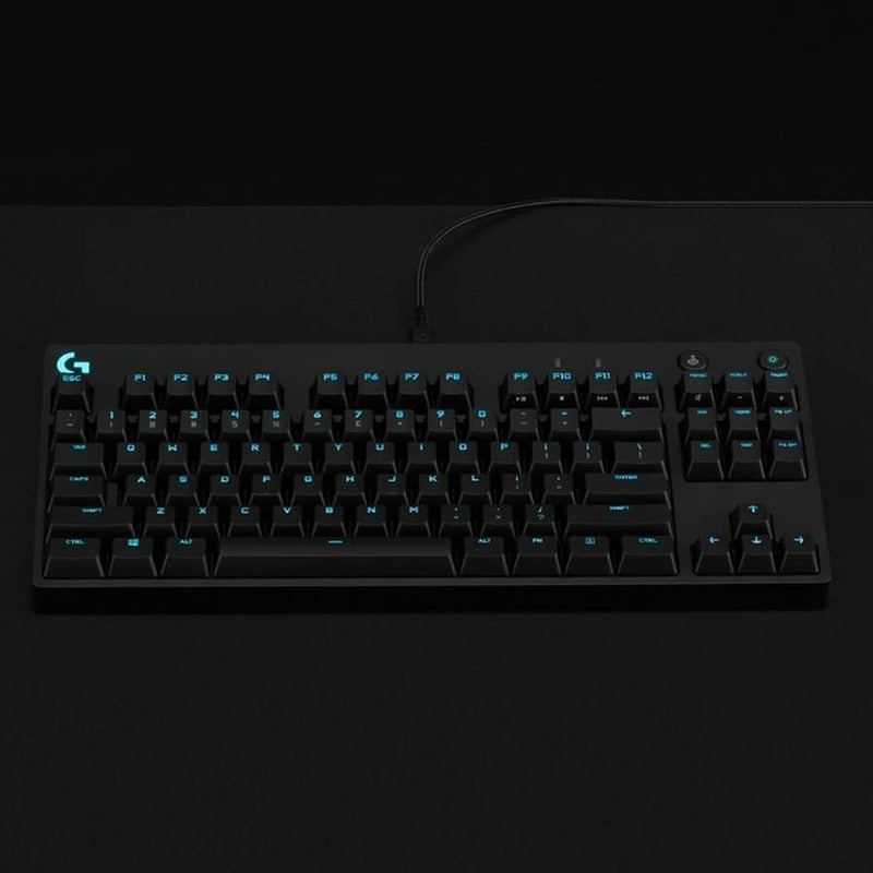 Teclado Mecânico Gamer Logitech G PRO com Layout US, RGB LIGHTSYNC, Design TKL, Cabo Destacável e Switch Exclusivo GX Blue Clicky