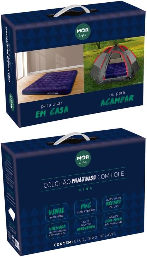 Mor Life - Colchão Inflável Multiuso Solteiro com Fole
