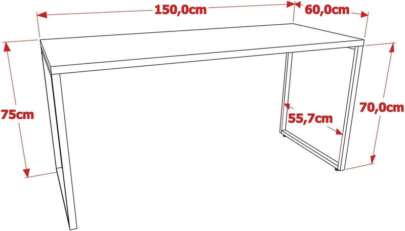 Escrivaninha Trevalla Kuadra Me150-E10 Industrial 150cm Preto Onix