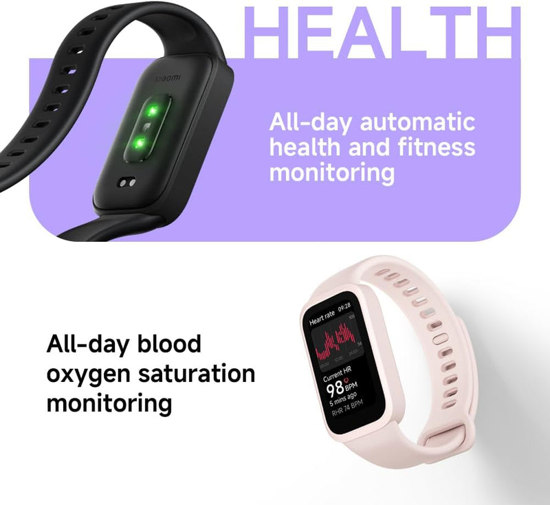 Xiaomi Smart Band 9 Active, Smartwatch Global, Rosa, Monitor de Atividades Físicas com Tela Digital