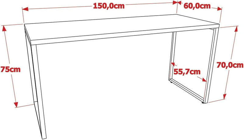 Escrivaninha Trevalla Kuadra Me150-E10 Industrial 150cm Preto Onix
