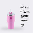 Stanley - Copo Quencher H2.0 FlowState 591ml - Copo de aço inoxidável com tampa, isolamento a vácuo, para água, chá gelado, café, smoothies e muito mais, Lilac