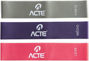 Acte, Kit com 3 Faixas Elásticas Mini Band T71 Com Intensidades Leve Médio e Forte, Diversas Cores