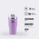 Stanley - Copo Quencher H2.0 FlowState 591ml - Copo de aço inoxidável com tampa, isolamento a vácuo, para água, chá gelado, café, smoothies e muito mais, Lilac
