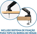 Suporte Articulado de Mesa, Pistão a Gás, Design Compacto e Retrátil, Ergonômico, Monitores 17'' a 35'', 2kg a 9kg, Preto, F80N, ELG