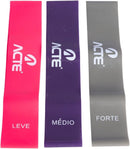Acte, Kit com 3 Faixas Elásticas Mini Band T71 Com Intensidades Leve Médio e Forte, Diversas Cores
