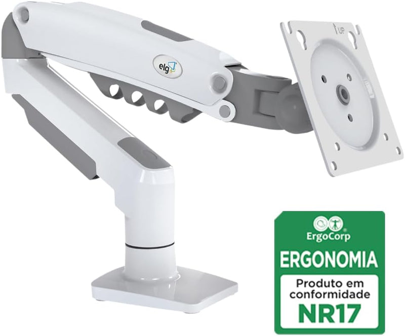 Suporte Articulado de Mesa, Pistão a Gás, Design Compacto e Retrátil, Ergonômico, Monitores 17'' a 35'', 2kg a 9kg, Preto, F80N, ELG