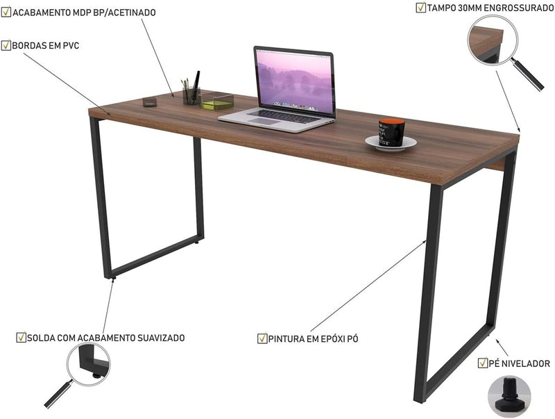 Escrivaninha Trevalla Kuadra Me150-E10 Industrial 150cm Preto Onix
