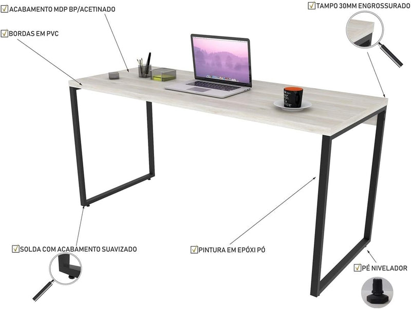 Escrivaninha Trevalla Kuadra Me150-E10 Industrial 150cm Preto Onix