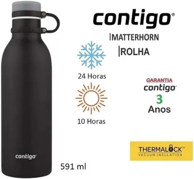 Garrafa Térmica Inox Parede Dupla Matterhorn 591ml Azul Mônaco Contigo