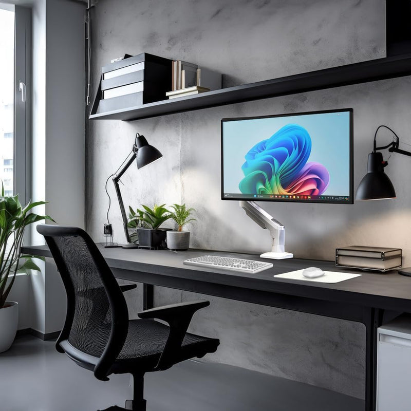Suporte Articulado de Mesa, Pistão a Gás, Design Compacto e Retrátil, Ergonômico, Monitores 17'' a 35'', 2kg a 9kg, Preto, F80N, ELG