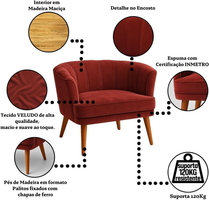 Poltrona Cadeira Decorativa para Sala de Espera Recepção Resistente Ergônomica MOBLAN decor (Bege)