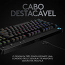Teclado Mecânico Gamer Logitech G PRO com Layout US, RGB LIGHTSYNC, Design TKL, Cabo Destacável e Switch Exclusivo GX Blue Clicky