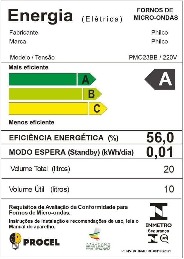 Micro-ondas Philco 20l Branco Pmo23bb 110v 110v