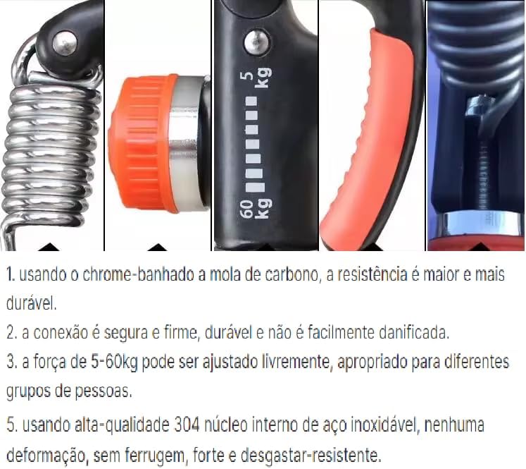 Hand Grip Com Mola até 60 kg Ajustável Fortalecimento Do Punho Antebraço E Mãos Força CORES SORTIDAS-ASSISTA O VIDEO-