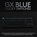 Teclado Mecânico Gamer Logitech G PRO com Layout US, RGB LIGHTSYNC, Design TKL, Cabo Destacável e Switch Exclusivo GX Blue Clicky