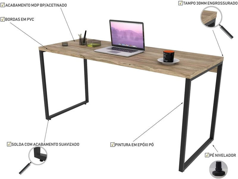 Escrivaninha Trevalla Kuadra Me150-E10 Industrial 150cm Preto Onix