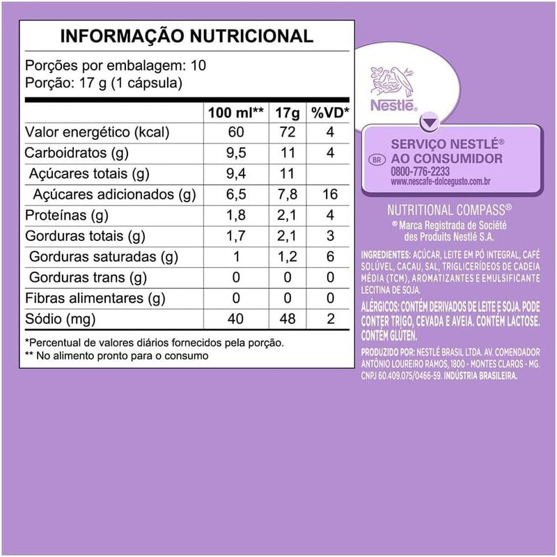 Dolce Gusto Mochaccino Em Cápsula Avelã Nescafé Caixa 170G 10 Unidades