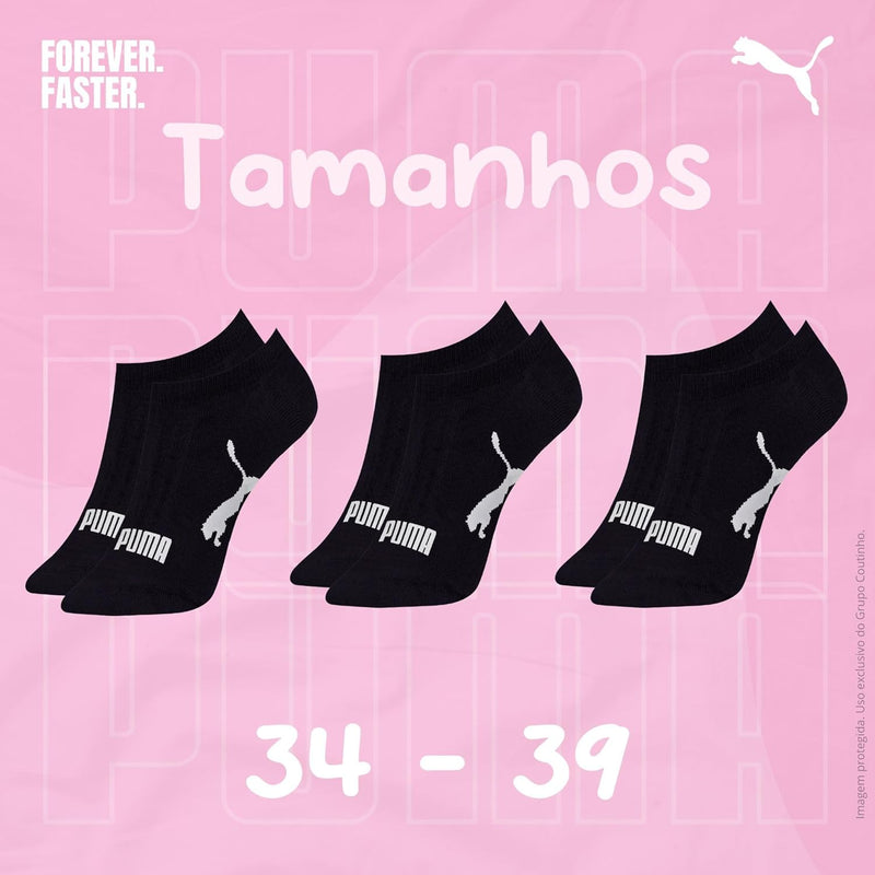 Kit 3 Pares Meia Sapatilha Invisível Puma Respirável Original
