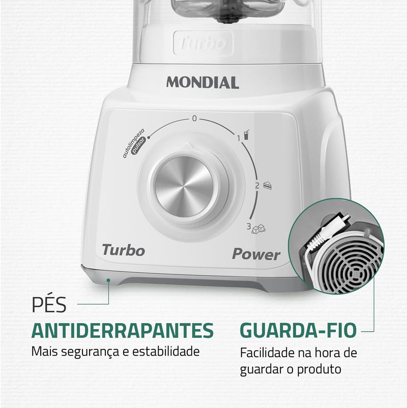 Liquidificador Mondial, Turbo Power 550W, 110V, Preto, 1,6L - L-99 FB