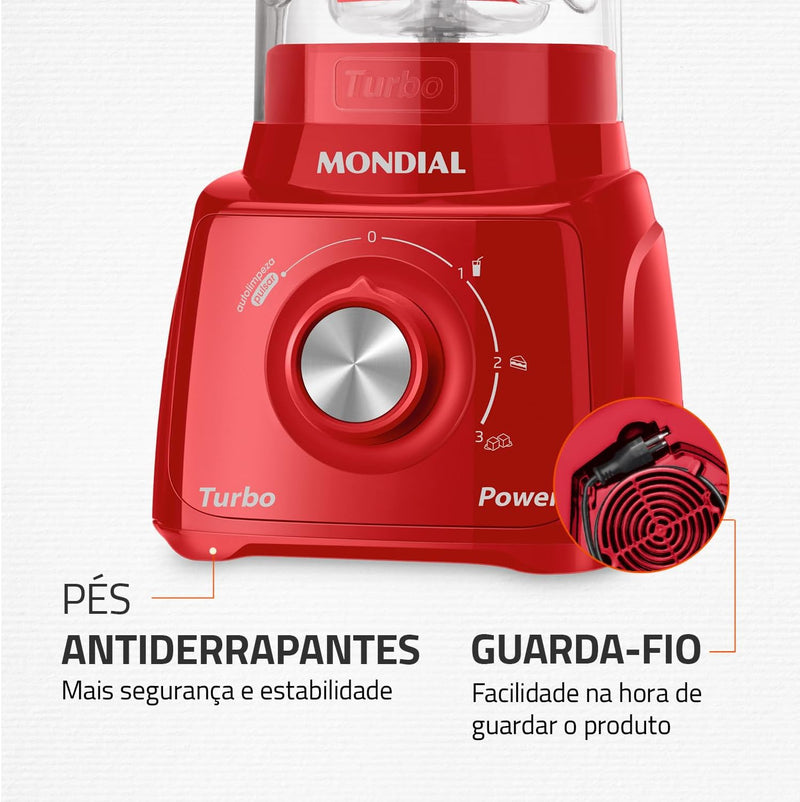 Liquidificador Mondial, Turbo Power 550W, 110V, Preto, 1,6L - L-99 FB