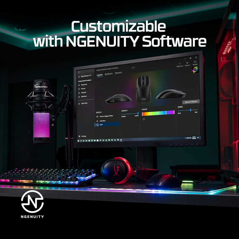 Mouse sem Fio Gamer HyperX Pulsefire Haste 2 – Ultraleve, 61 g, Wireless e Bluetooth 2,4GHz, até 26000 DPI, Sensor HyperX 26K, 100 Horas de Duração de Bateria, Preto (6N0B0AA)