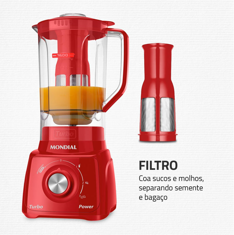 Liquidificador Mondial, Turbo Power 550W, 110V, Preto, 1,6L - L-99 FB