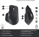 Mouse sem fio Logitech MX Master 3S com Sensor Darkfield para Uso em Qualquer Superfície, Design Ergonômico, Clique Silencioso, Conexão USB ou Bluetooth - Grafite