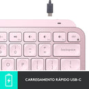 Teclado sem fio Logitech MX Keys Mini com Iluminação Inteligente, Conexão USB ou Bluetooth Easy-Switch para até 3 dispositivos e Bateria Recarregável - Grafite