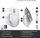 Mouse sem fio Logitech MX Master 3S com Sensor Darkfield para Uso em Qualquer Superfície, Design Ergonômico, Clique Silencioso, Conexão USB ou Bluetooth - Grafite