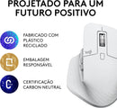 Mouse sem fio Logitech MX Master 3S com Sensor Darkfield para Uso em Qualquer Superfície, Design Ergonômico, Clique Silencioso, Conexão USB ou Bluetooth - Grafite