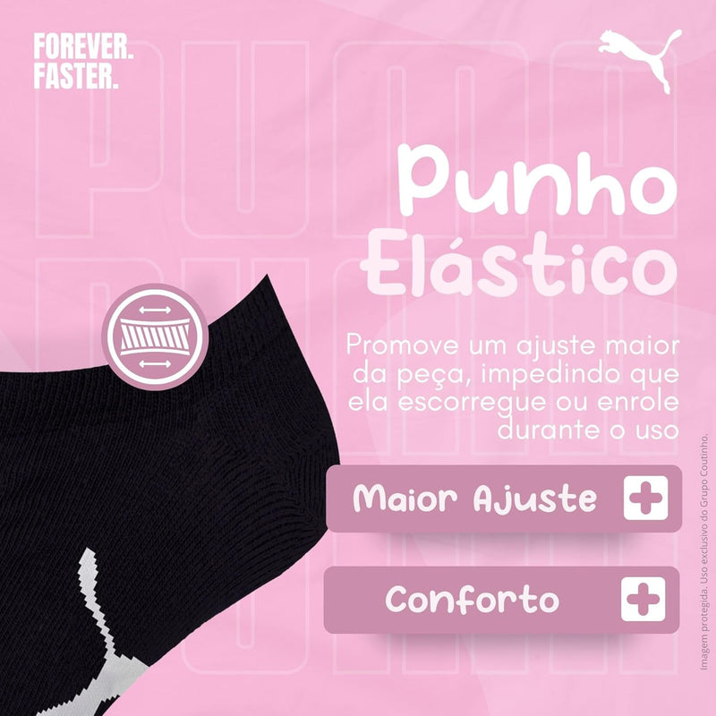 Kit 3 Pares Meia Sapatilha Invisível Puma Respirável Original