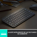 Teclado sem fio Logitech MX Keys Mini com Iluminação Inteligente, Conexão USB ou Bluetooth Easy-Switch para até 3 dispositivos e Bateria Recarregável - Grafite