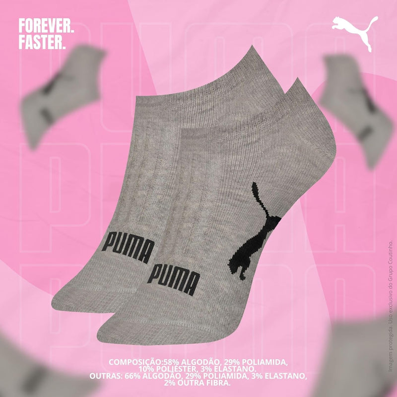 Kit 3 Pares Meia Sapatilha Invisível Puma Respirável Original