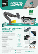 Suporte Articulado de Mesa, Pistão a Gás, Design Compacto e Retrátil, Ergonômico, Monitores 17'' a 35'', 2kg a 9kg, Preto, F80N, ELG